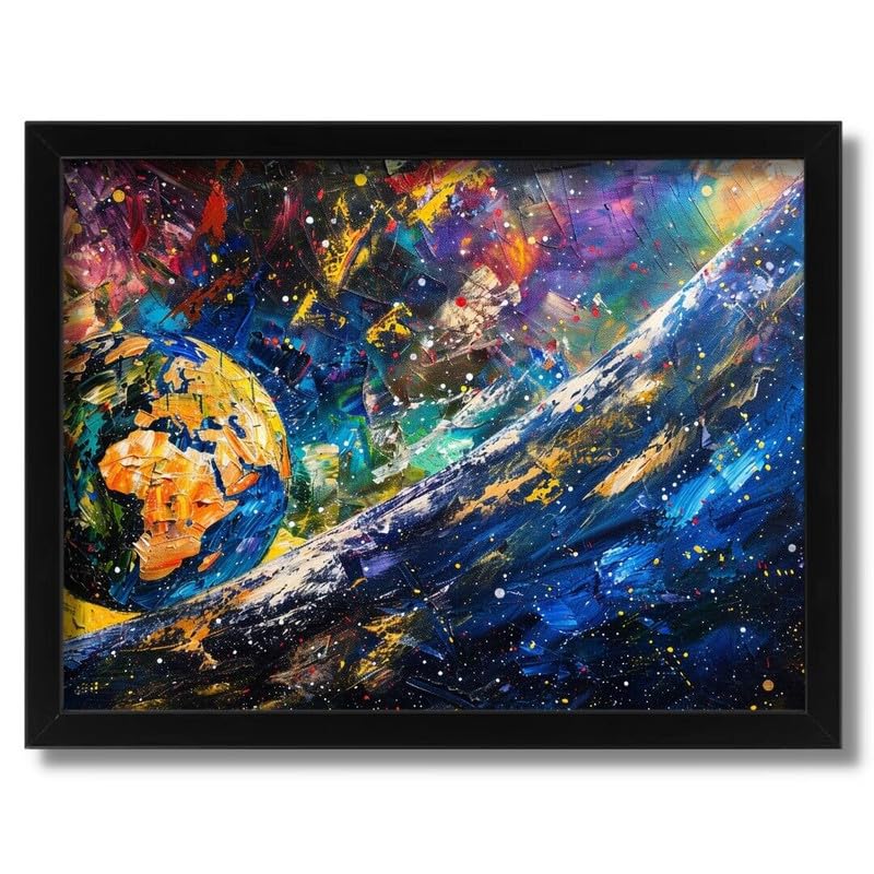 Earth In Space Wall Art impression de paysage spatial style peinture à l'huile haute qualité