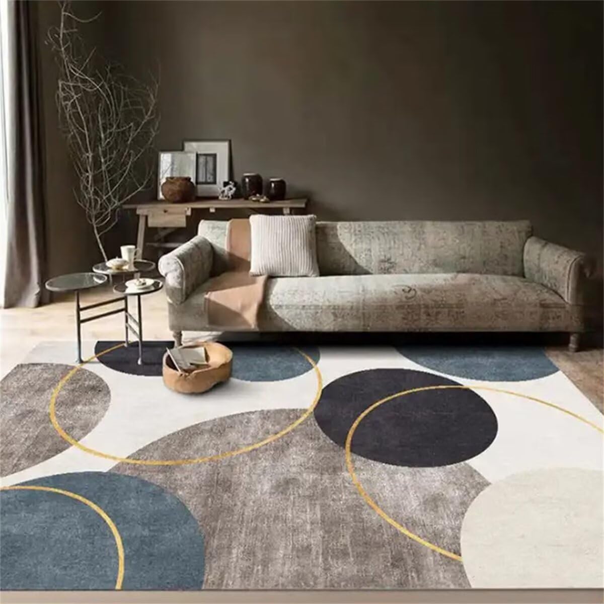 Tapis de salon gris-bleu 200X260CM à motif irrégulier moderne pour chambre