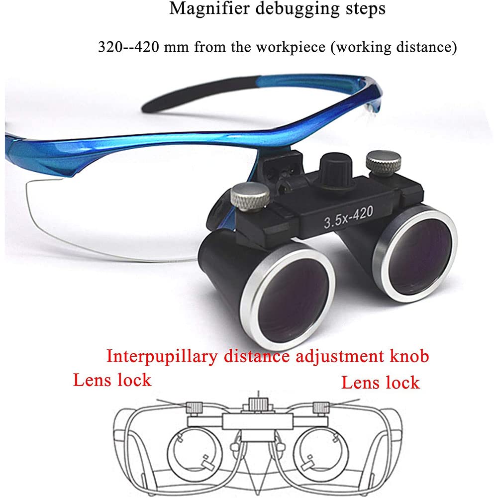 Lupas de 3.5X, lupa para diadema, lupas binoculares, lupas de luz montadas en la cabeza, utilizadas en ortopedia, microcirugía, cirugía, cirugía oral, lupas binoculares