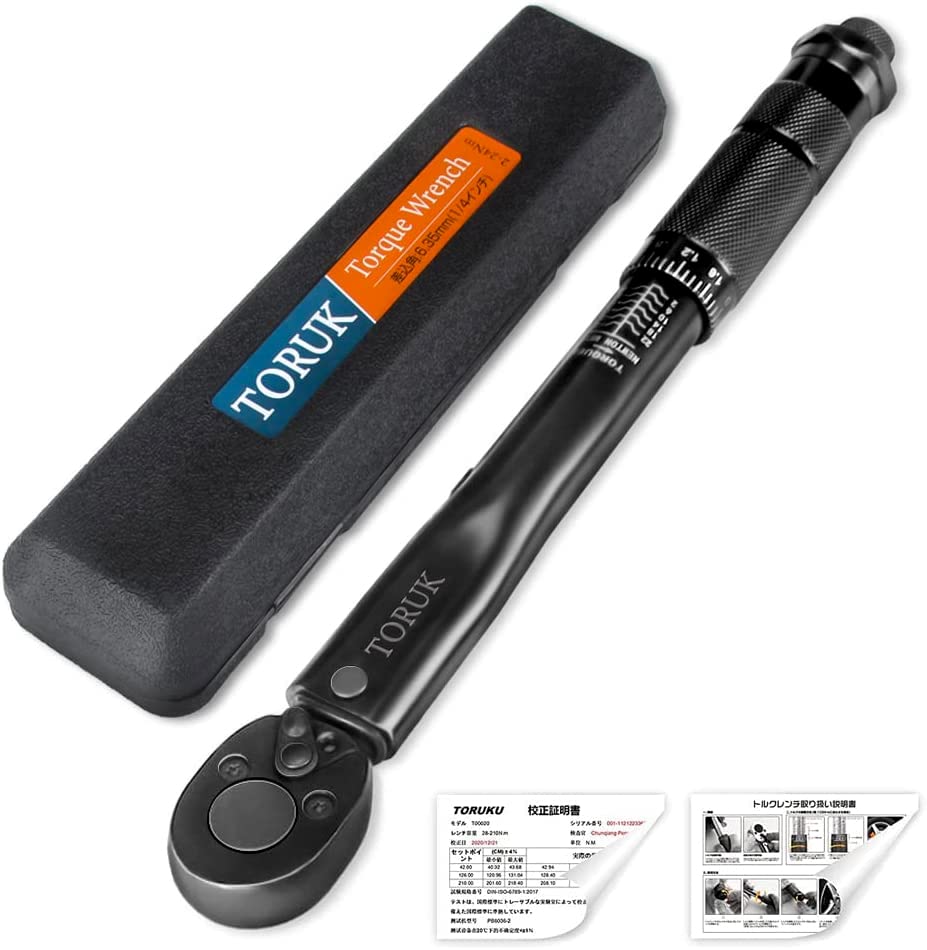 TORUK プレセット型 トルクレンチ 差込角9.5mm(3/8インチ) 2-24N・m 車/バイク修理レンチ タイヤ交換 自転車修理 バイク用 車 専用ケース付き 校正証明書