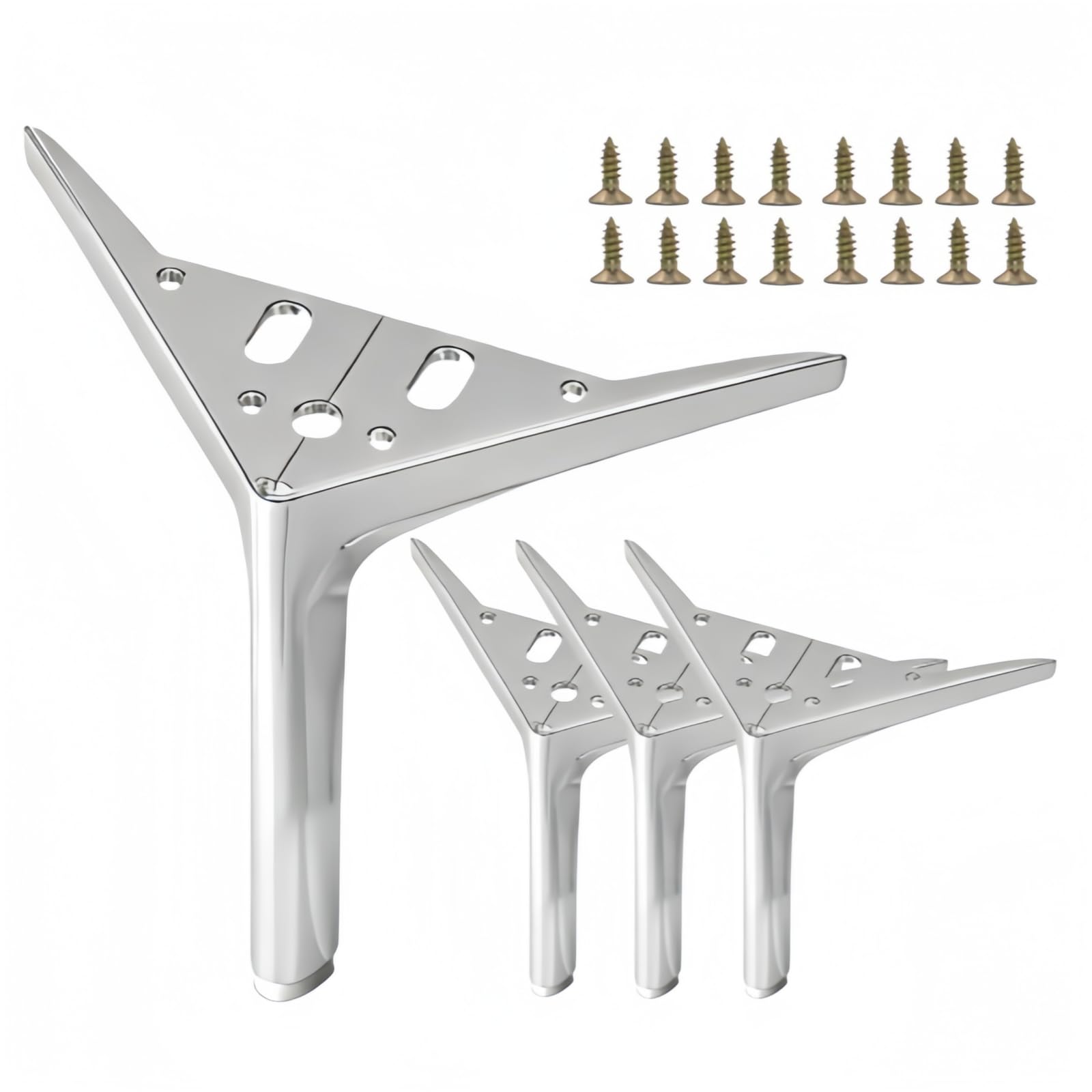 5 Inch Silver Triangle Furniture Legs Set of 4 for Cabinet Couch Sofa Chair