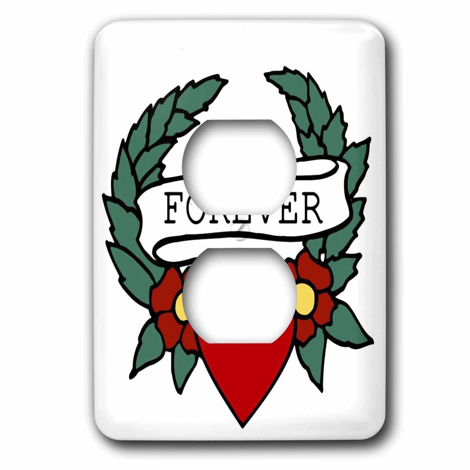 Tattoo Heart Forever plaque double prise pour chambre rock