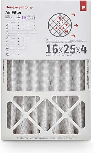 Honeywell Home 16x25x4 MERV 8, Filtro de aire para calderaaire acondicionado, 1 paquete (CF408F1625-1PKAM)(Dimensiones reales 15.63 x 24.75 x 4.38