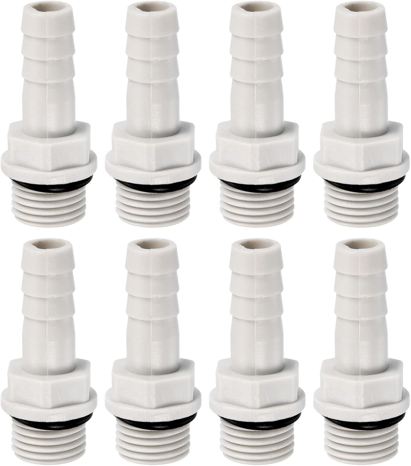 PATIKIL Hose Barb Fitting Straight 9mm Barbed G1/4 Male Thread, 8 Pack POM Plastic Pipe Connector, Grey