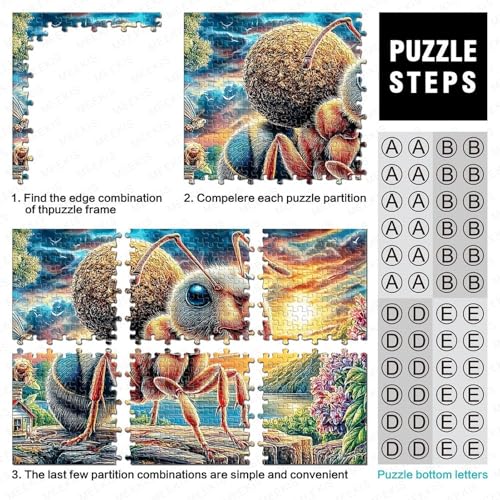 Formiche Colorate Puzzle 1000 Pezzi, Jigsaw Puzzle Impossibile Gioco Di Sfida Intellettuale Per Adulti E Ragazzi Da 14 Anni 70X50Cm/1000Pcs - 4