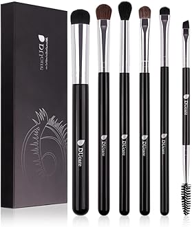 DUcare Eye Makeup Brush Set, 6 Pcs Professional Eyeshadow Blending Makeup Brushes for Concealer Eyebrows Eyeliner, Soft Hairs & Wood Handle