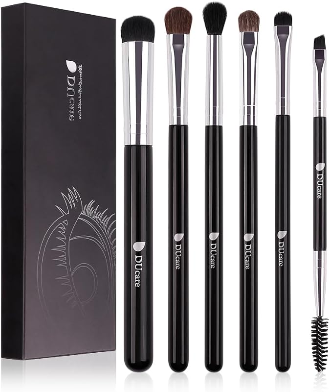 Kit de 6 Pincéis para Maquiagem dos Olhos DUcare com Cerdas Sintéticas e Cabo de Madeira