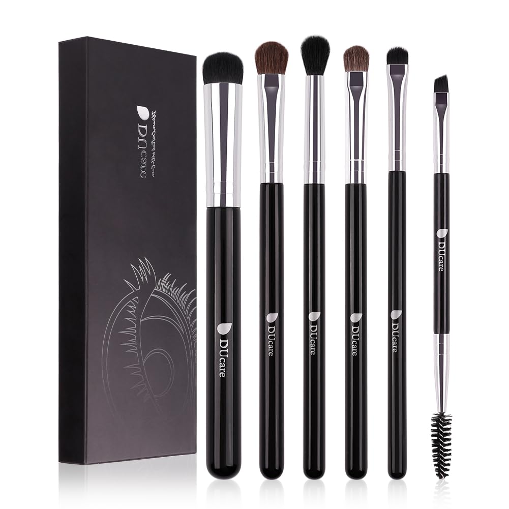 DUcare Eye Makeup Brush Set, 6 Pcs Professional Eyeshadow Blending Makeup Brushes for Concealer Eyebrows Eyeliner, Soft Hairs & Wood Handle