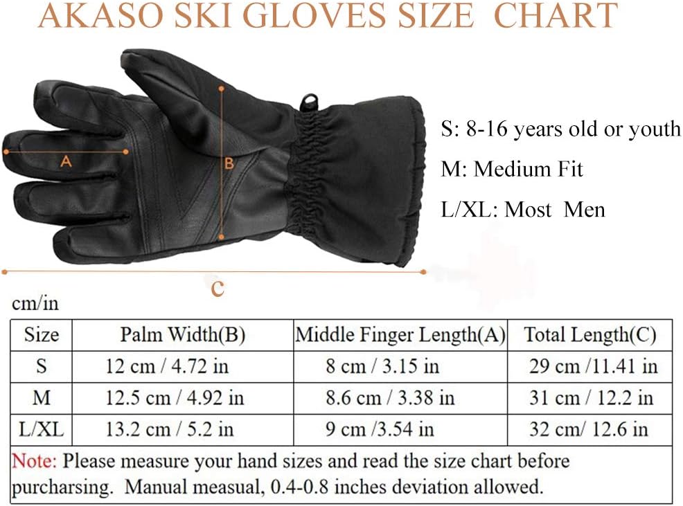 AKASO Waterproof Ski Gloves Winter Warm 3M Thinsulate Snow Gloves,High Breathable TPU Snowboard Gloves for Skiing, Snowboarding,Outdoor Sports, Gifts for Men and Women : Sports & Outdoors