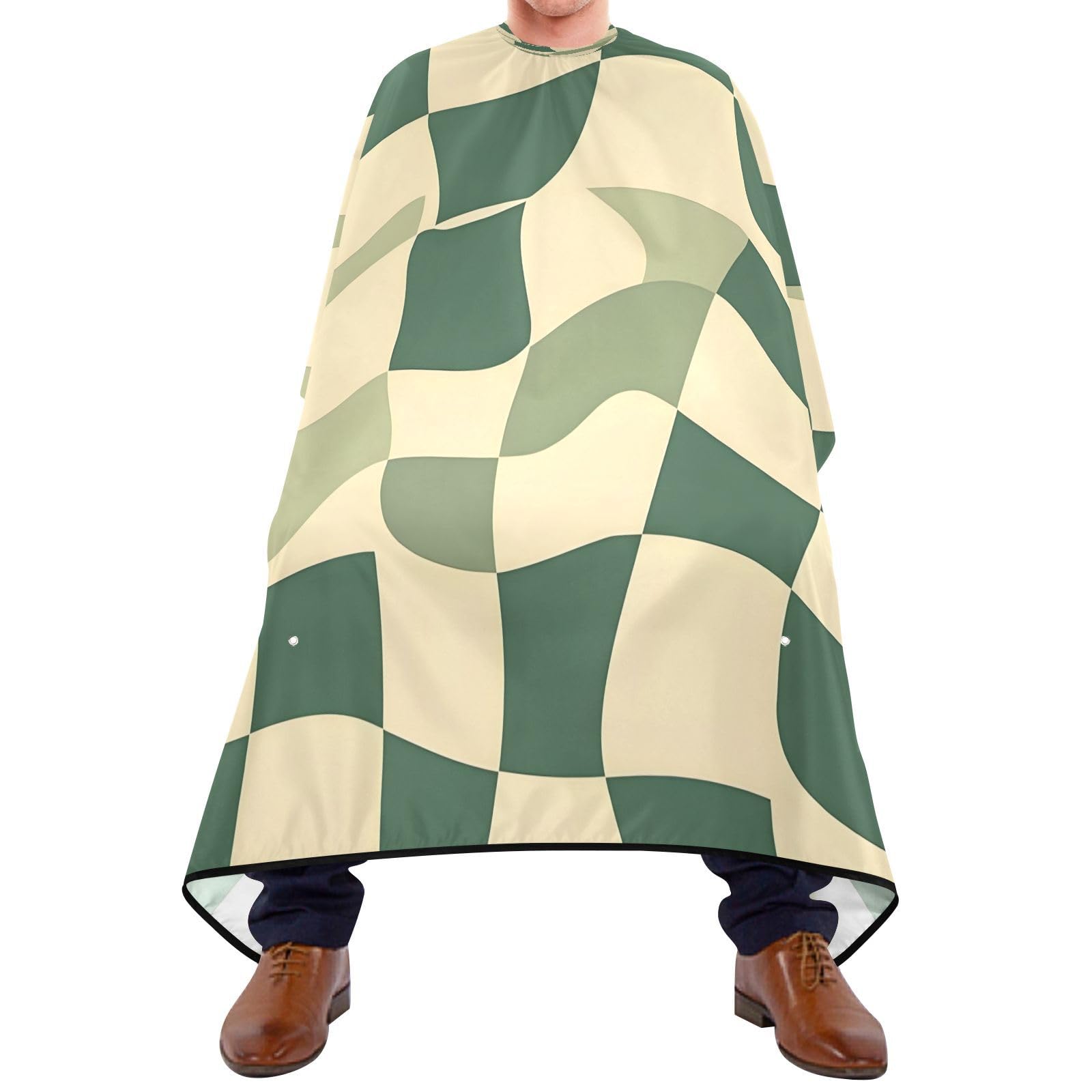Vintage Green Shapes Barber Cape Waterproof Polyester Hair Cutting Salon Cape Adjustable Neckline Hair Hair Cutting Beard Hairdressing Cape Accessories 55×64 Inch-image-17