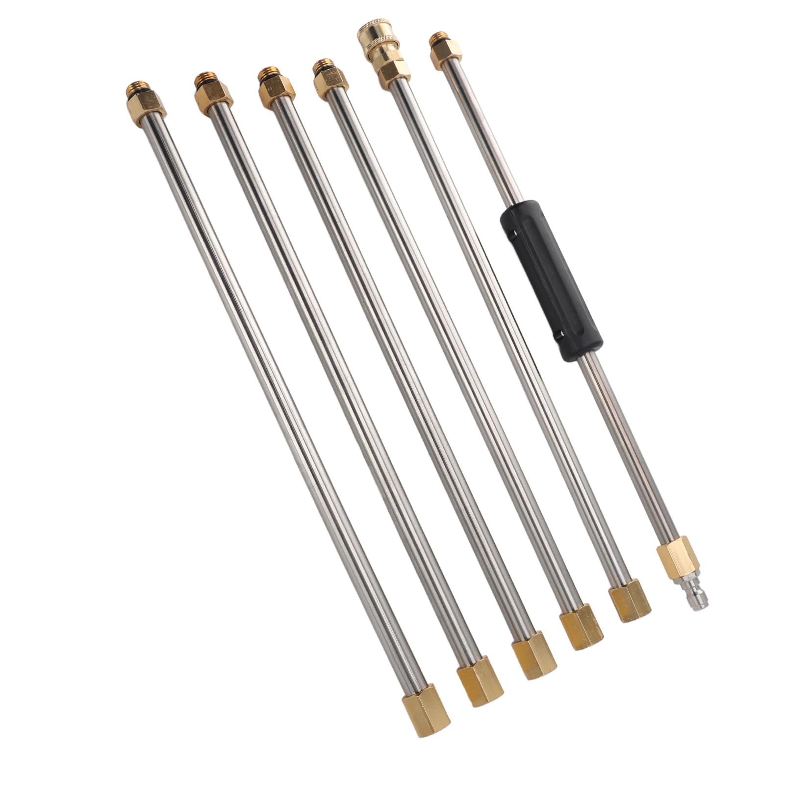 Lance d'Extension pour Nettoyeur Haute Pression 90 Pouces, Acier Inoxydable et Laiton, Rallonge avec Connecteur Rapide 1/4 pour Nettoyage de Toit, Voiture et Jardin, 6 Pièces