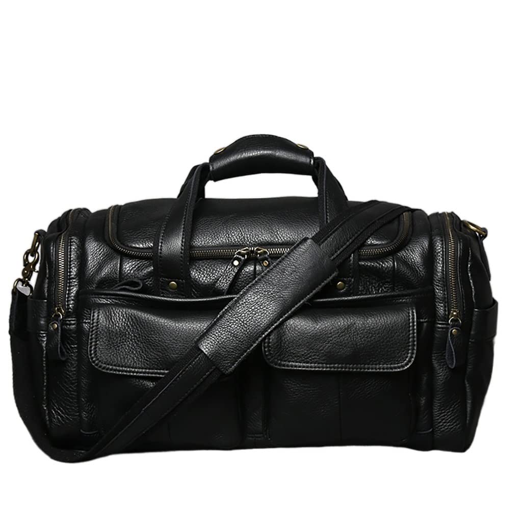 Mens Hand Luggage Bag Travel Bag Genuine Leather Large Capacity Single Shoulder Messenger for 14 Inch Laptop Color