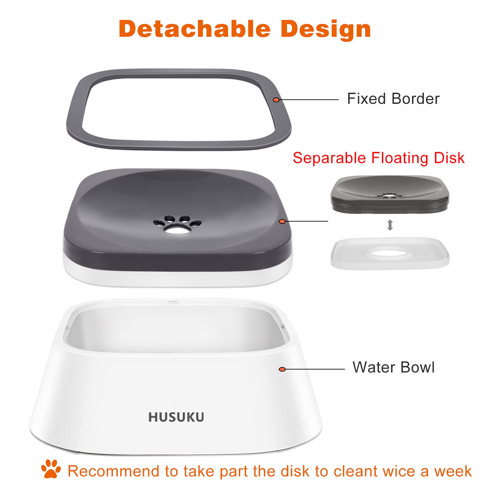 Dog Bowl Dog Water Bowl Pet Water Bowl Slow Water Feeder Dog Bowl No-Slip Pet Water Dispenser 35oz Feeder Bowl 1