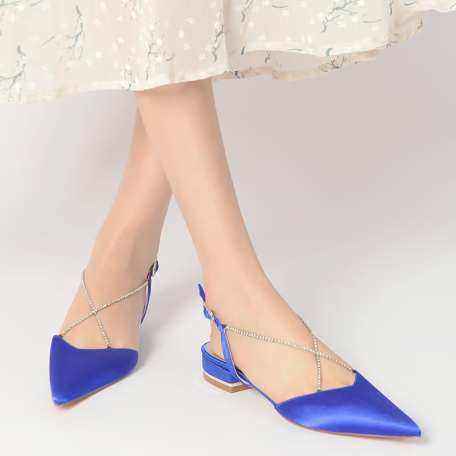 Scarpe col Tacco Donna Eleganti Décolleté Punta Chiusa Sandali con Tacco Basso da Sposa,1"