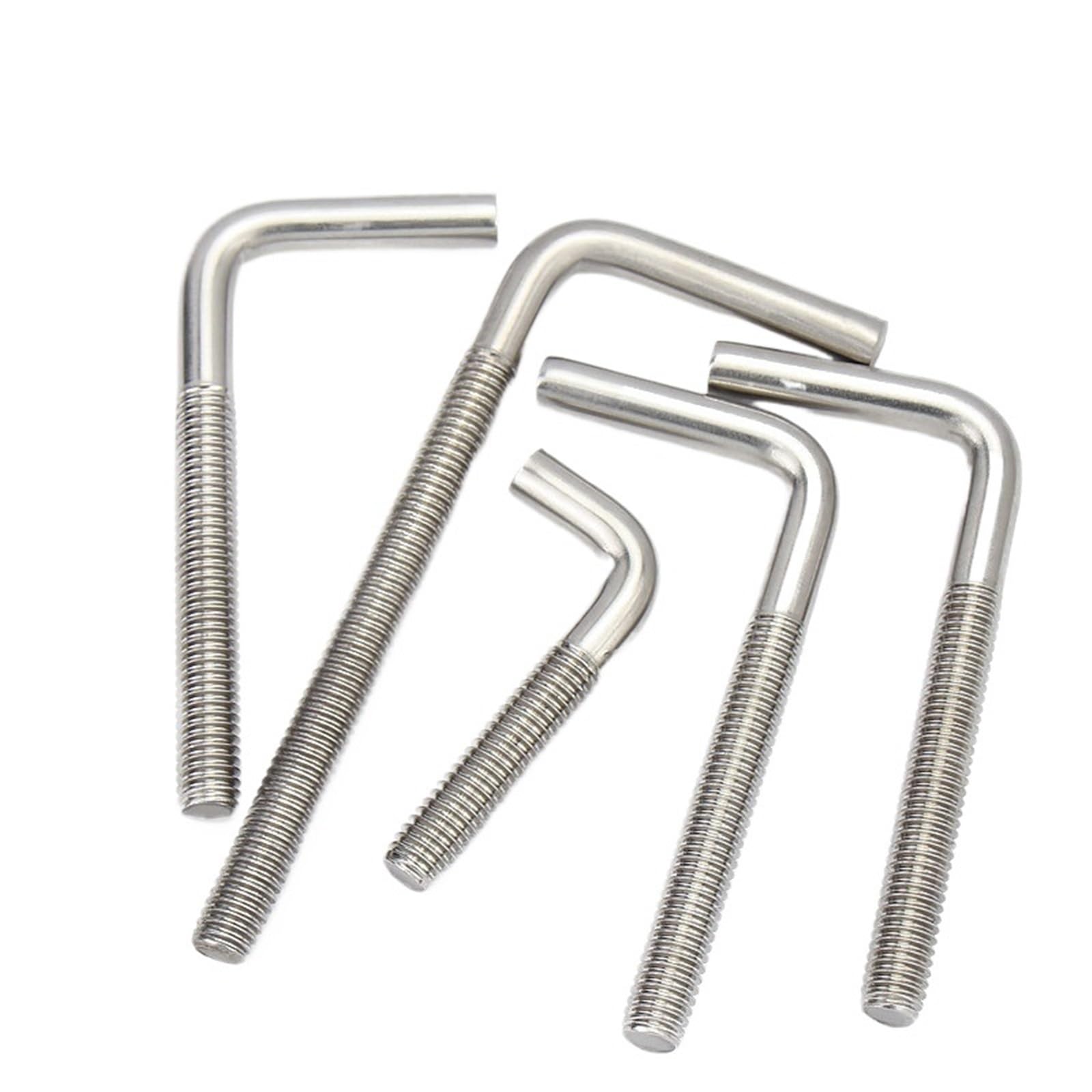 CIGPKLO L Shaped Hooks Screw M4 M5 M6 M8 M10 M12 304 Stainless Steel 7/ L-Shaped Right Angle Anchor Bolt Screw L Shaped Hook(M6x40mm-5pcs)