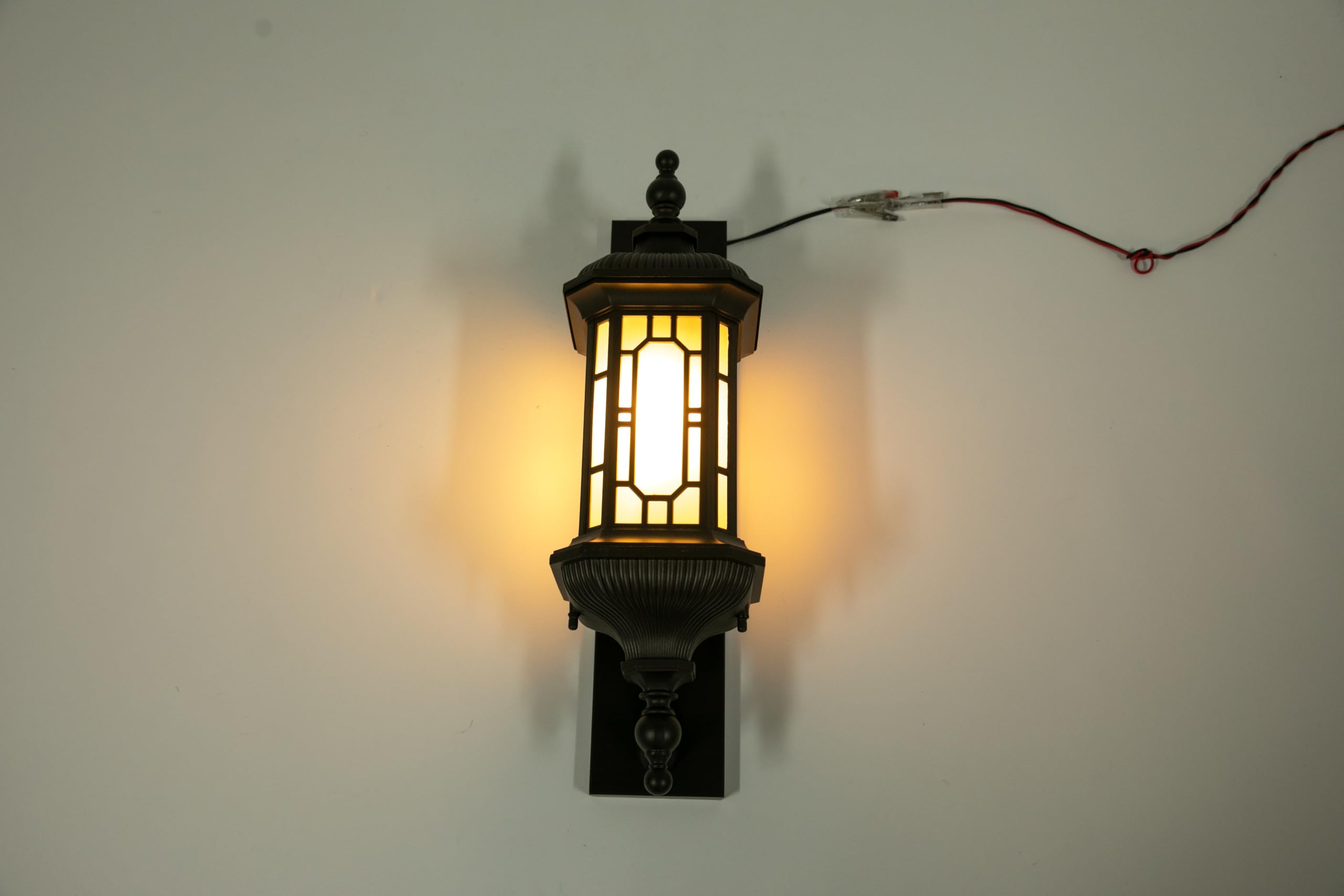Outdoor-Wandleuchte im Retro-Stil, für den Garten und die Veranda | Wasserdicht Nach IP54, Kompatibel mit LED-, Glüh- und Halogenlampen, zwei Arme, Wandmontage, 23 × 12 × 70 cm, Schwarz