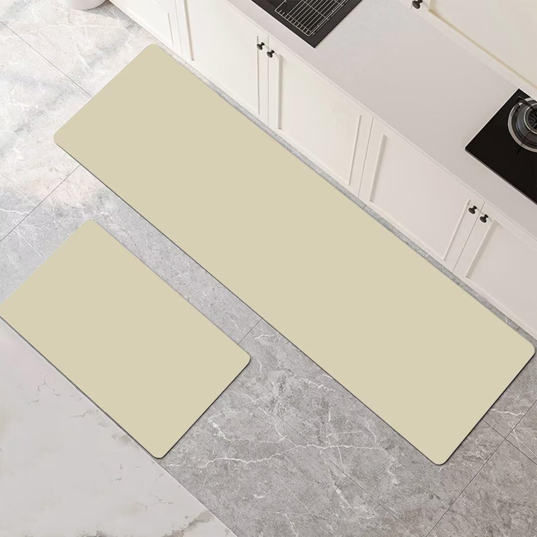 Alfombras de cocina de 2 piezas lavables en beige para un comedor o lavandería impecable