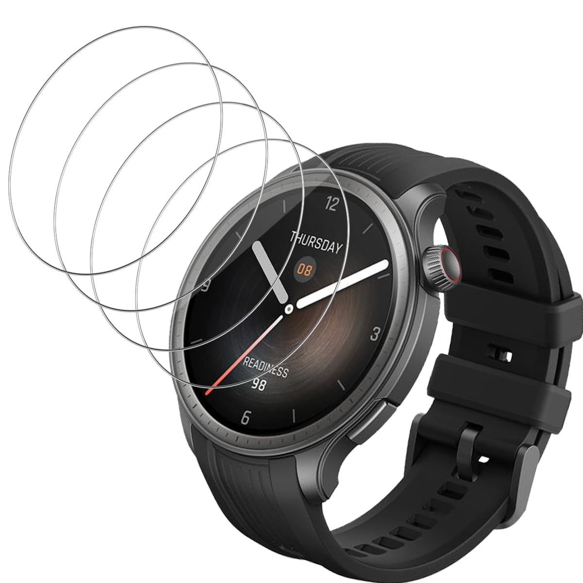 Protector Pantalla para Amazfit Balance Cristal Templado, HD Transparente/Dureza 9H/Sin Burbujas [4 Piezas Vidrio Templado] - Película Protectora para Amazfit Balance