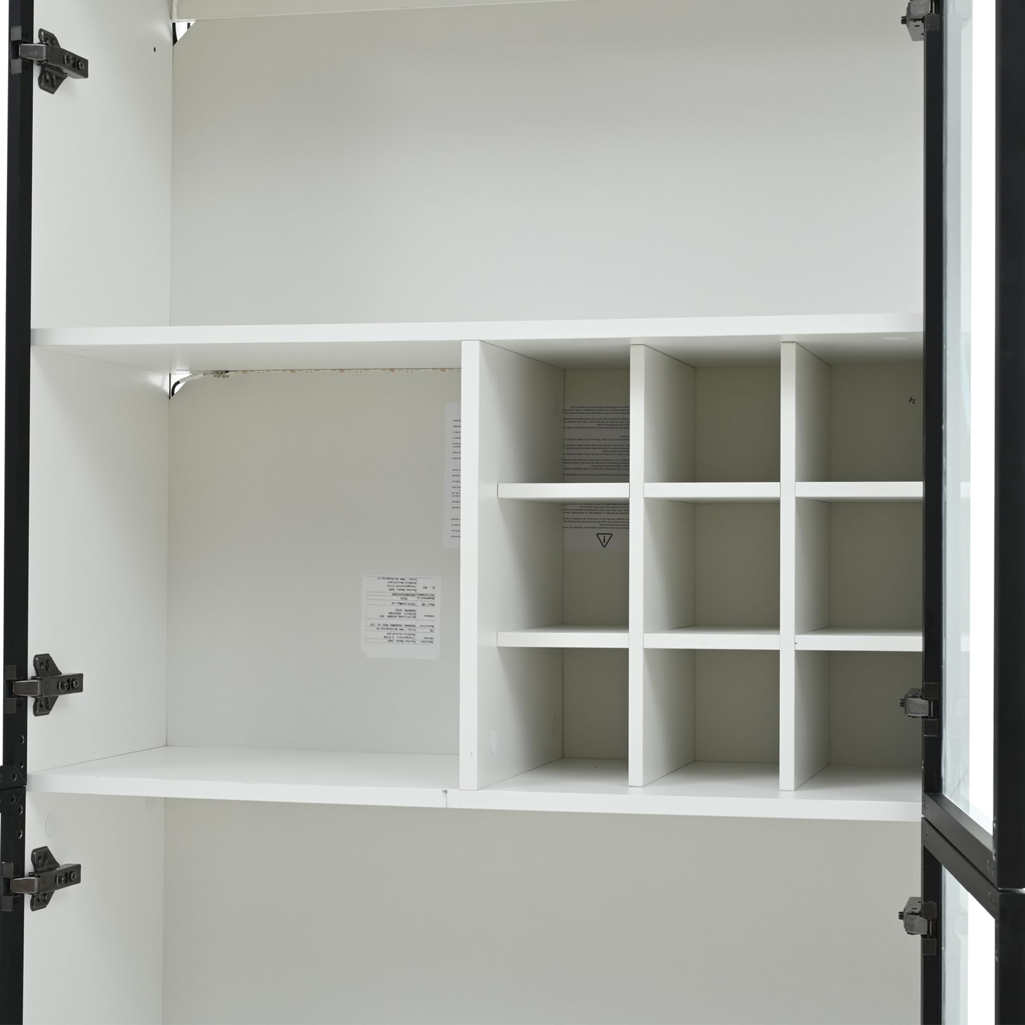 Vitrina de 80 x 35 x 200 cm, con puertas de cristal con LED, armario alto, librería, vitrina de pie, elegante aparador con puertas dobles, estante de cristal y soporte para vinos