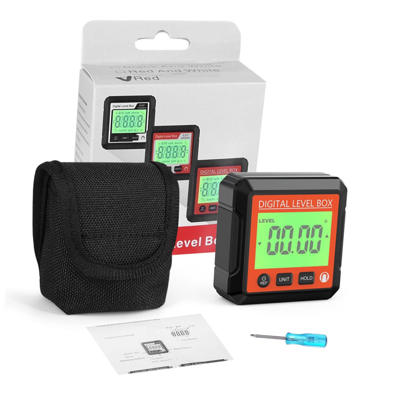 MAGICLULU Inclinómetro Digital y Respuesta Rápida Pantalla Lcd de Precisión Compacto y Ligero Medidor de Ángulos Caja de Nivel Abs para Ángulos de Corte Precisos