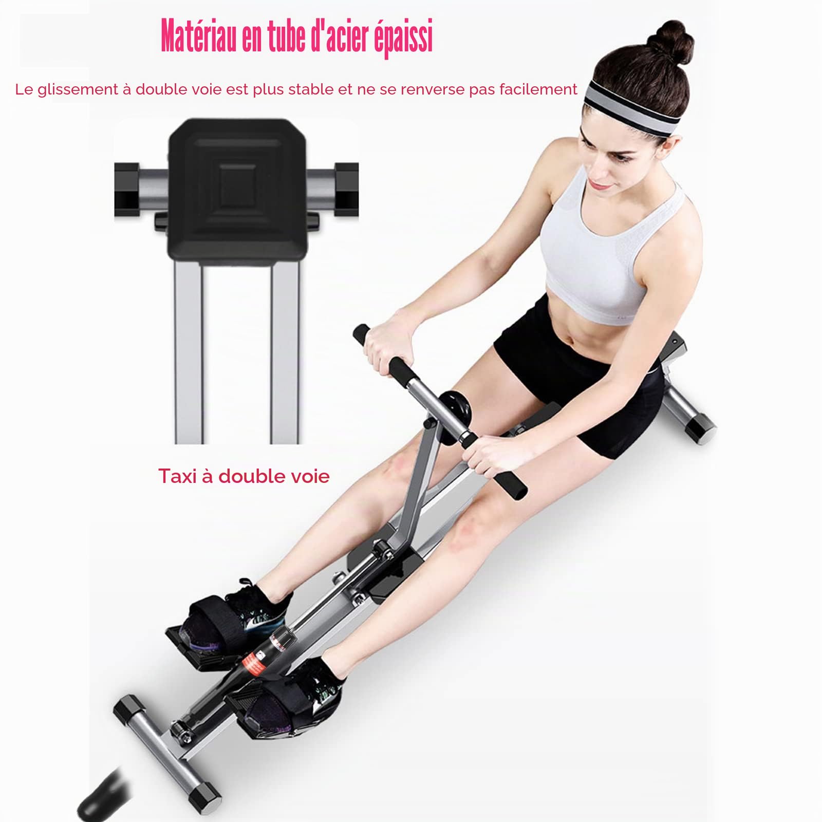 Rameur Pliable avec 12 Niveaux de Résistance - Appareil de Rameur Réglable pour la Maison - Charge Max : 120 kg - Écran LCD pour Fitness