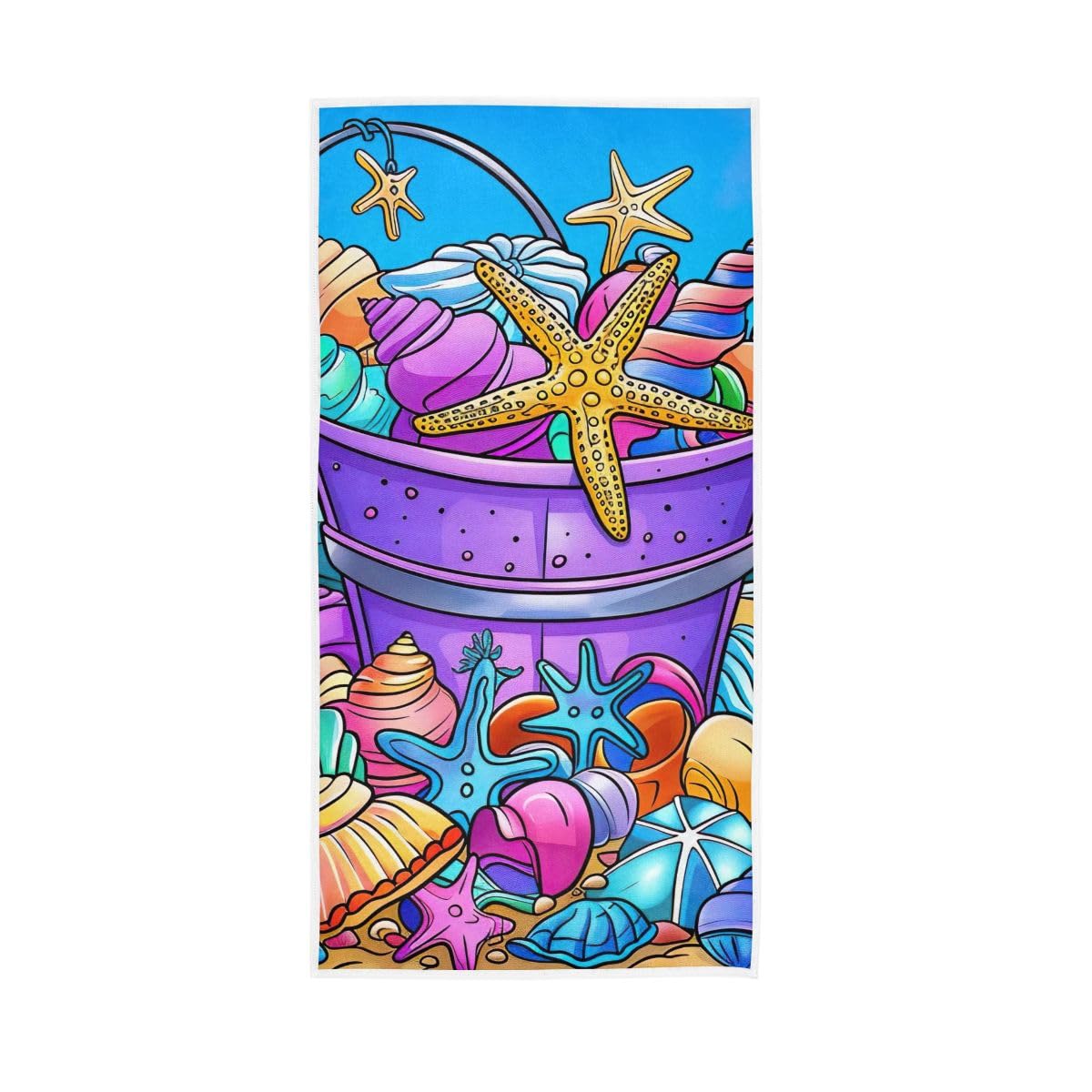 HUYGD Summer Beach Pail Hand Towels and Washcloths for Bathroom, Hand Towel for Bathroom, Travel, Camp, Hotel, Spa 15 x 30 Inches