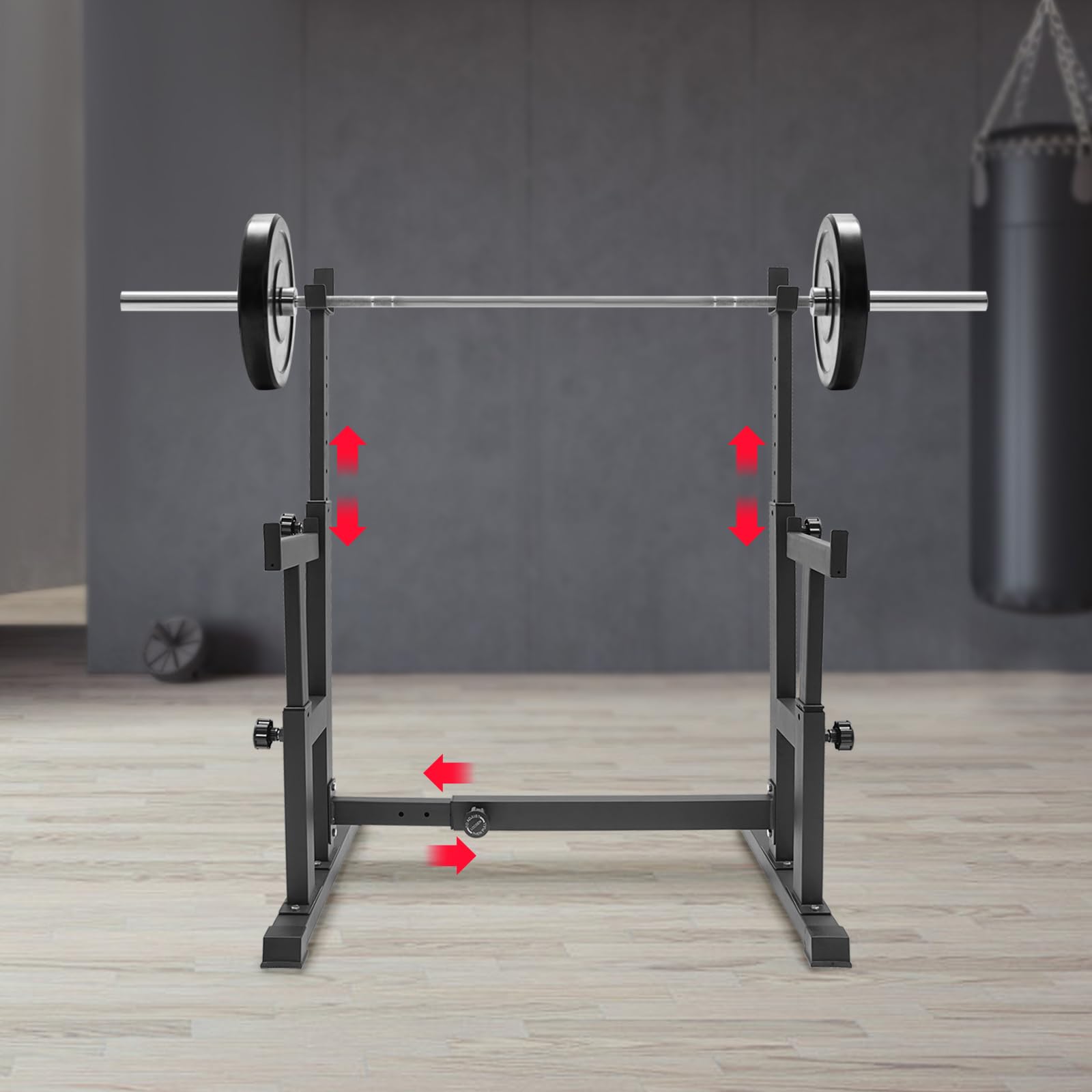 Soporte para sentadillas, soporte para pesas ajustable en altura, soporte para pesas multifunción, para levantamiento de pesas en casa, press de banca de hasta 250 kg