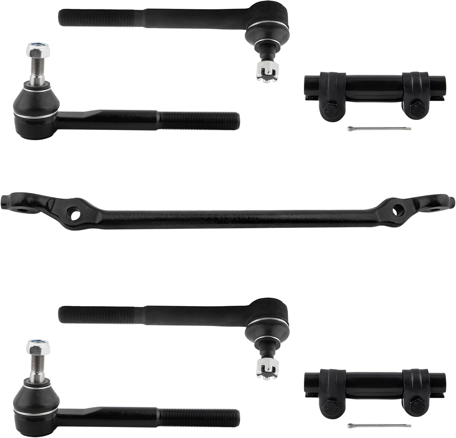7pcs Steering Kit Inner & Outer Tie Rod Ends Adjusting Sleeves Center Drag Link For Chevrolet C1500 Suburban 1993-1999, C2500 1992-1999 For GMC Yukon 1995-1999 DS1406 ES2836 ES2837 ES2004