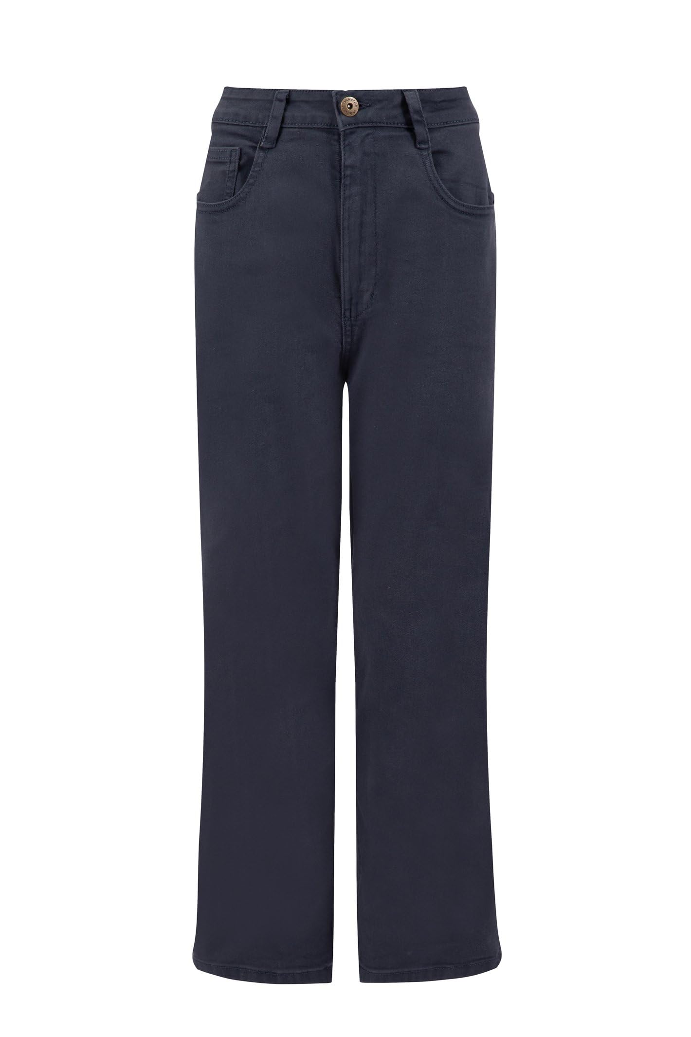 Weird Fish Women's Soulina Wide Leg Cropped Denim Jeans in Navy | Size: 14