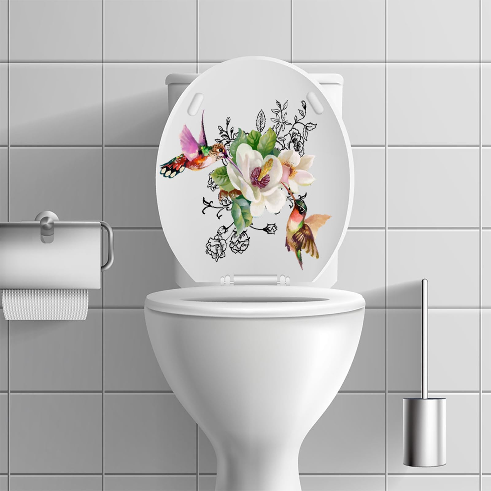 Autocollant décoratif pour abattant de toilettes, motif floral, autocollants pour siège de toilette, décorations personnalisées, autocollants de décoration de bureau