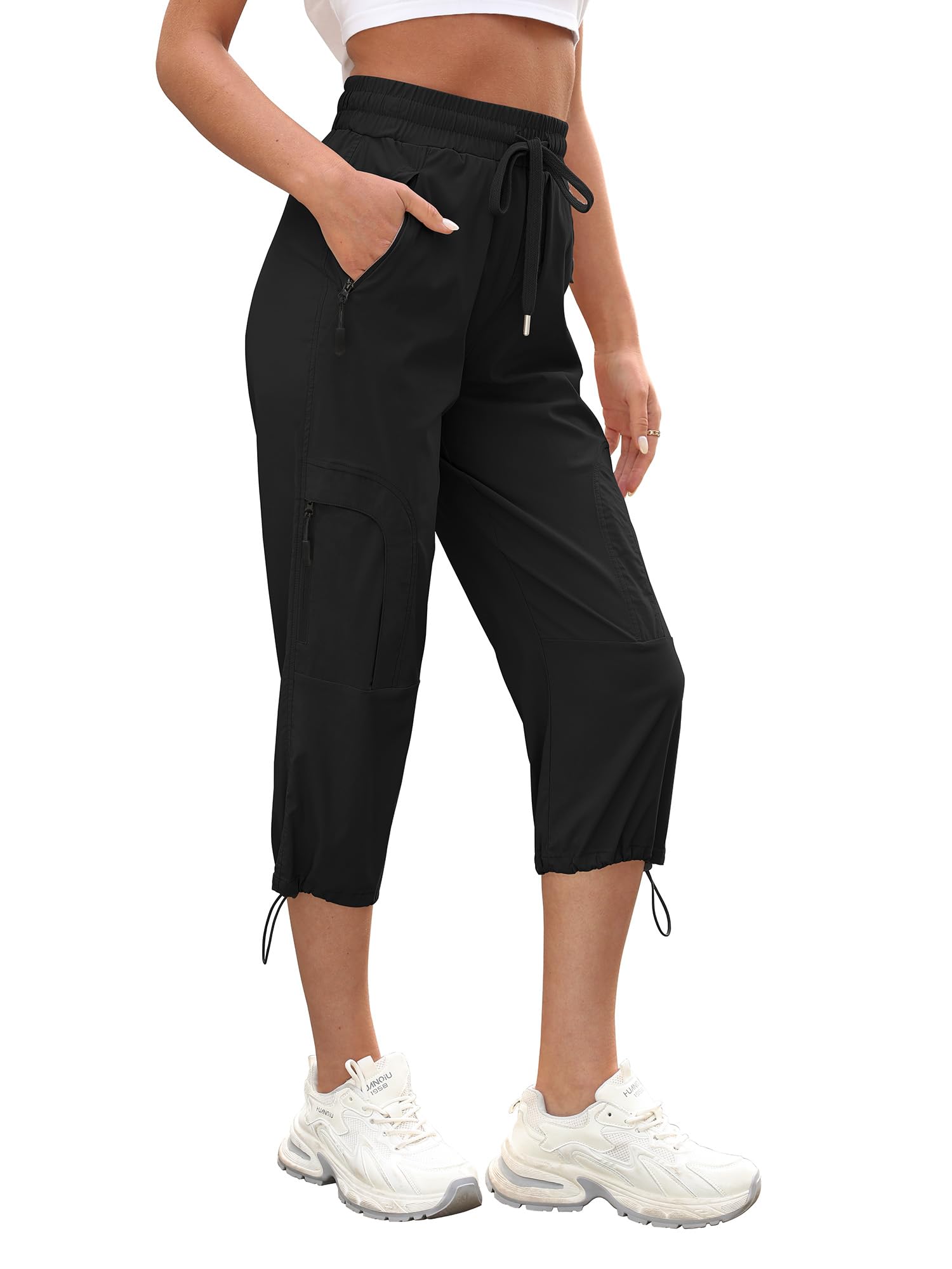 StylSense Caprihose Damen Sommer Casual 3/4 Hose Atmungsaktiv Outdoor Jogginghose Wanderhose Stretch Leichte Sommerhose mit Taschen