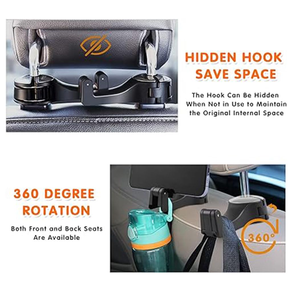 Gancio Poggiatesta Auto Per Fiat Panda 2012-2022 - Organizer Per Borse E Oggetti, 2 Pezzi