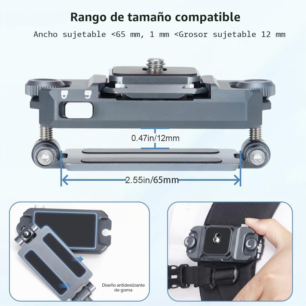 Koolehaoda QB-1 Clip para Cámara Soporte en la Correa para el Hombro O cinturón para Cámara de Acción, Máquinas de Tarjetas, Cámara DSLR y Binoculares