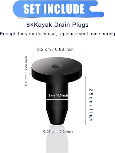 Miniatura 2 de AIEX Tapón de drenaje de kayak, kit de tapones de drenaje de canoa, tapones universales para orificios de drenaje de kayak, tapones de estribo para