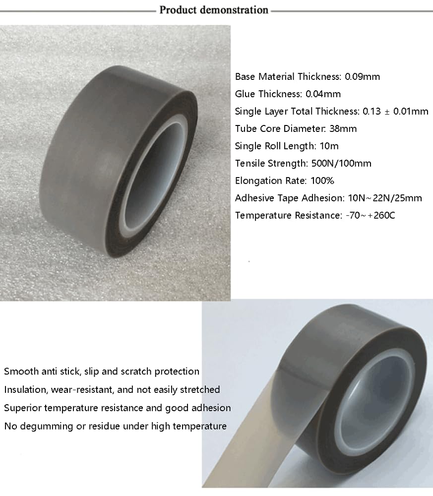 Nastro in PTFE per alte temperature, Nastro isolante in pellicola PTFE da 10 m, 0,13 mm, dimensioni multiple(100mm)