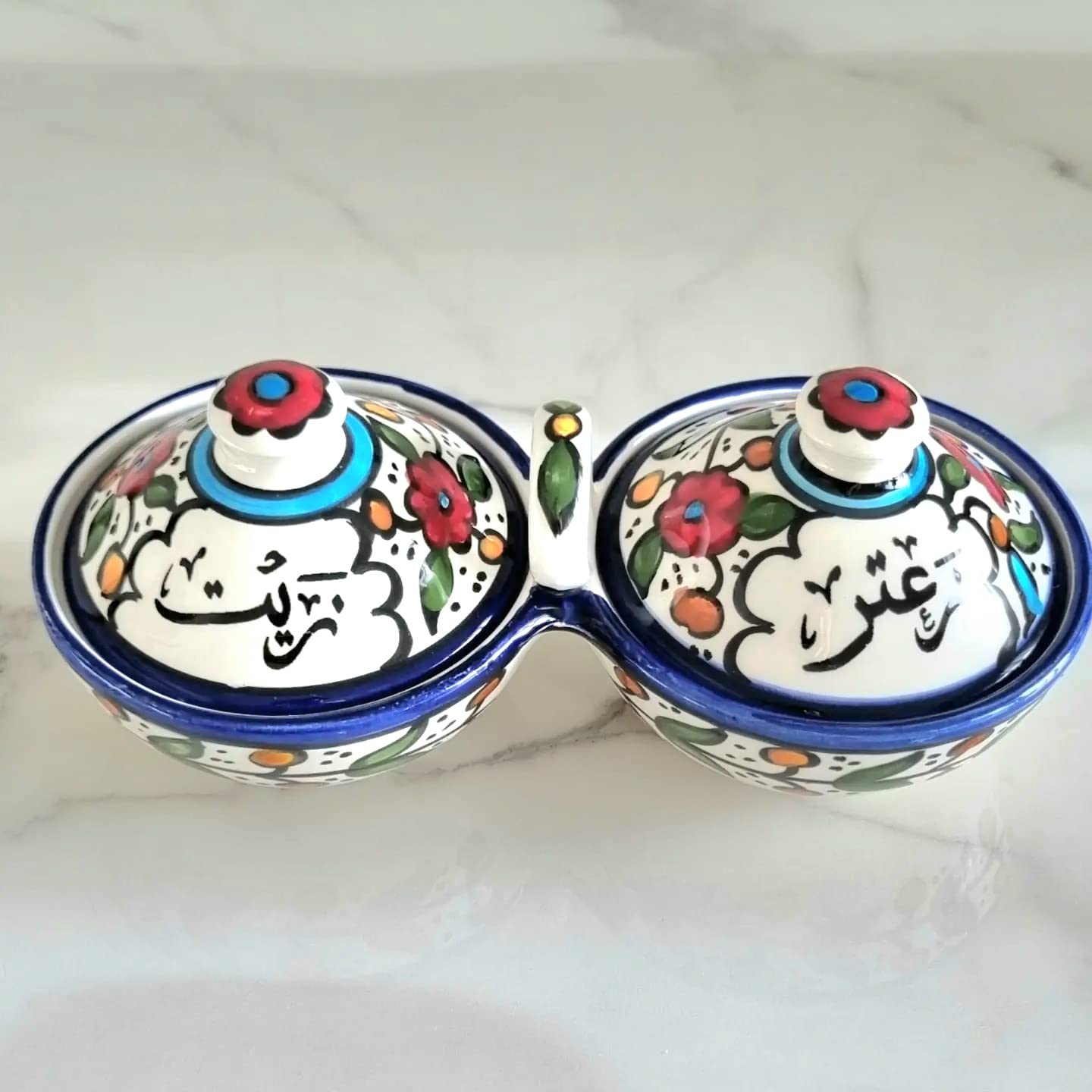 Hebron Ceramic Serving Plates Zeit w Zaatar Bowls With Handle Made In Palestine