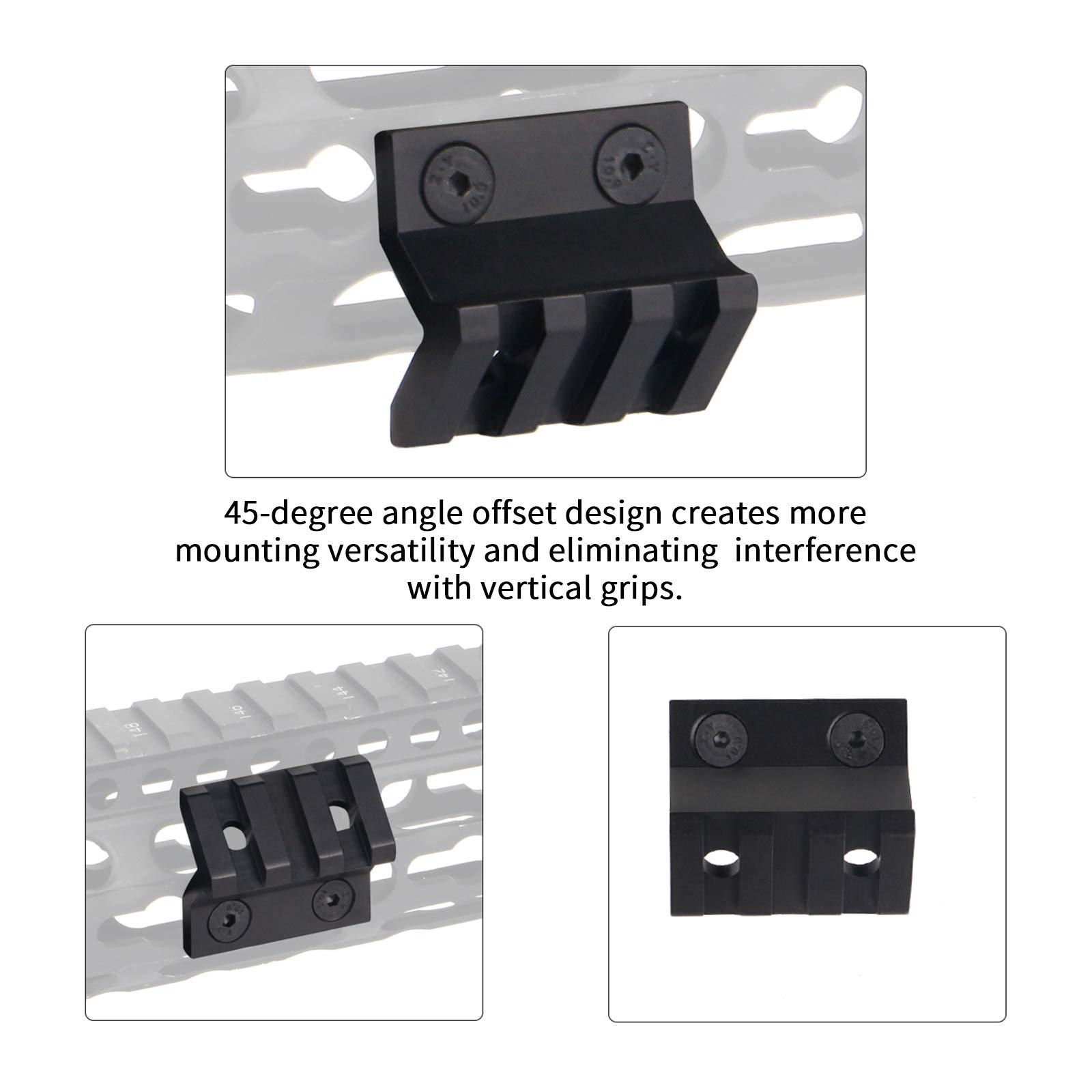 Picatinny Keymod Offset Rail Mount 45 Stopni 2.17" L Adatto per Binari Keymod 2 Sztuk (3 Slot, 5 Slot)