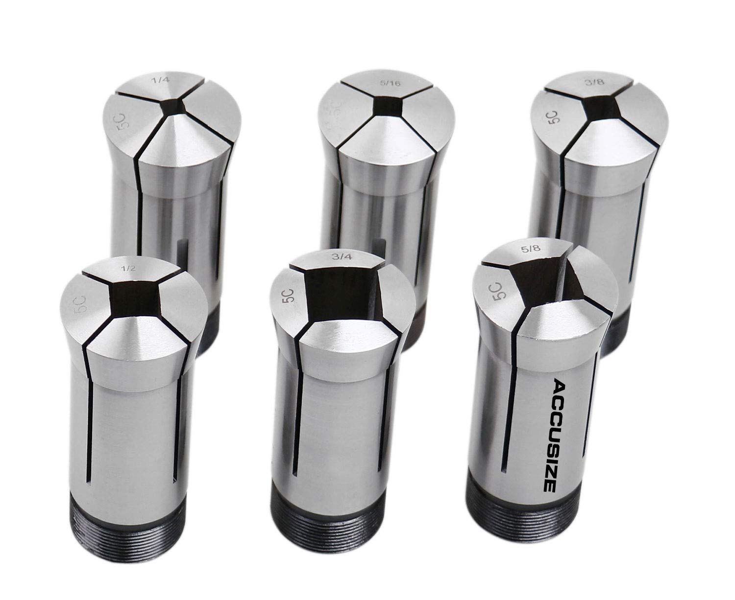 Accusize Industrial Tools 5C Square Collets, 7 Pcs, Size Including 1/4 inch, 5/16 inch, 3/8 inch, 1/2 inch, 5/8 inch and 3/4 inch, 0223-0310