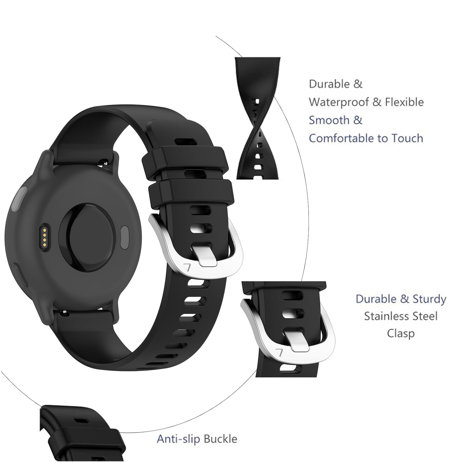 KZIOACSH Watch Strap for Garmin Approach S50/S44/Vivoactive 5/3 Music/Venu 2 Plus/Sq Music - Image 3
