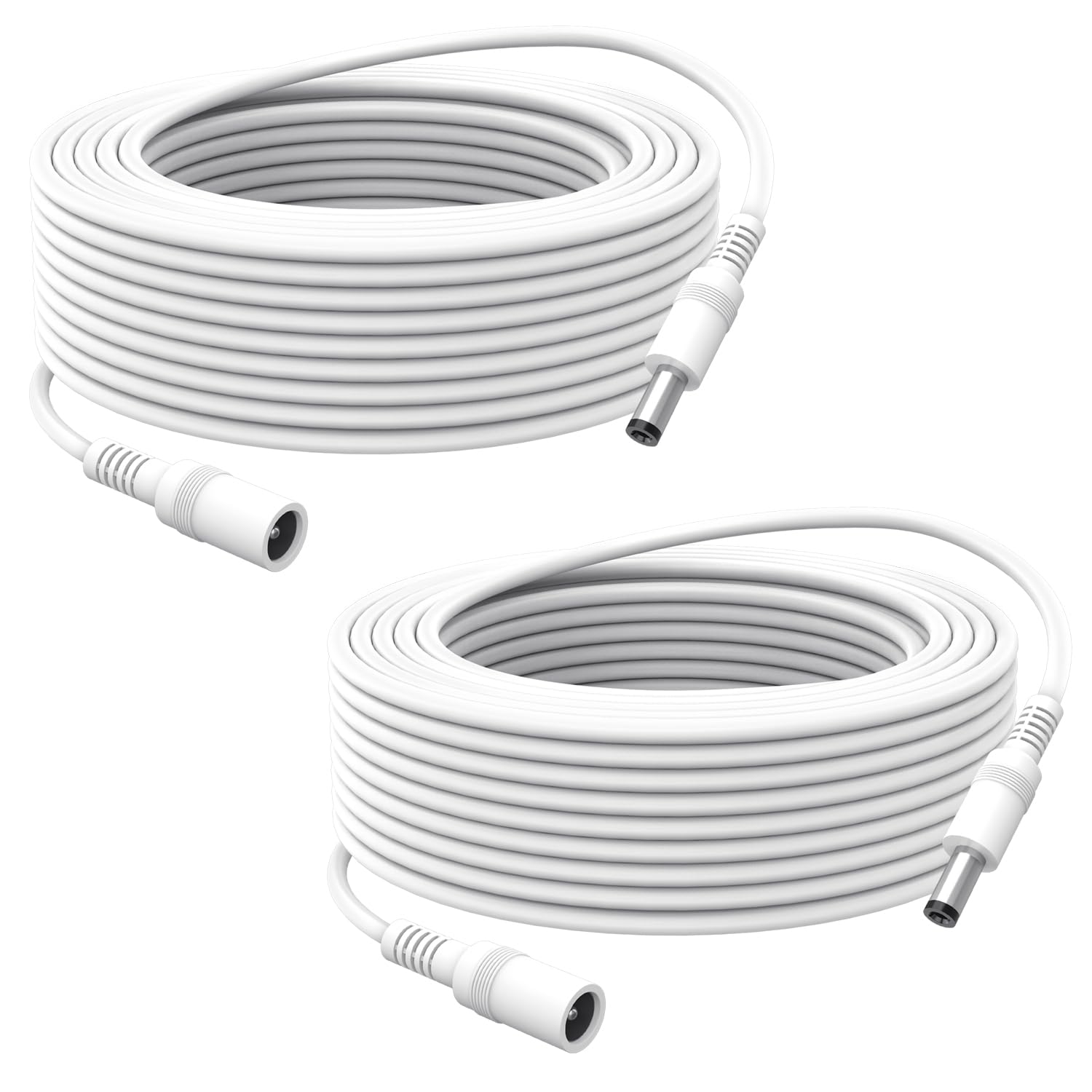 Hoembpn 2 Pack 5m/16ft DC Power Extension Cable Cord Plug 5.5mm x 2.1mm Male to Female Power Adapter Lead 5V/6V/9V/12V/24V (Max 3A) for CCTV Security Camera,DVR/NVR,Router,LED Strip,Printer(White)