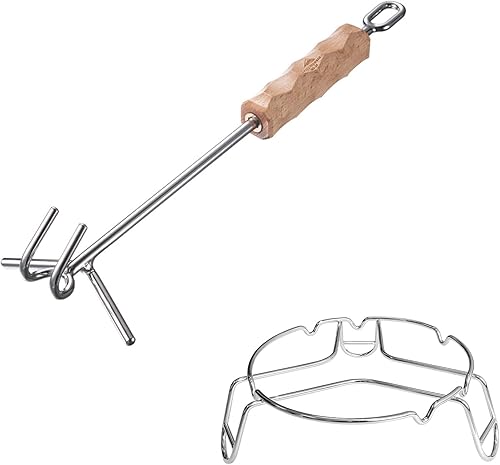 CAMPINGMOON - Soporte de acero inoxidable para utensilios de cocina y soporte para horno holandés MS-69+MS-34