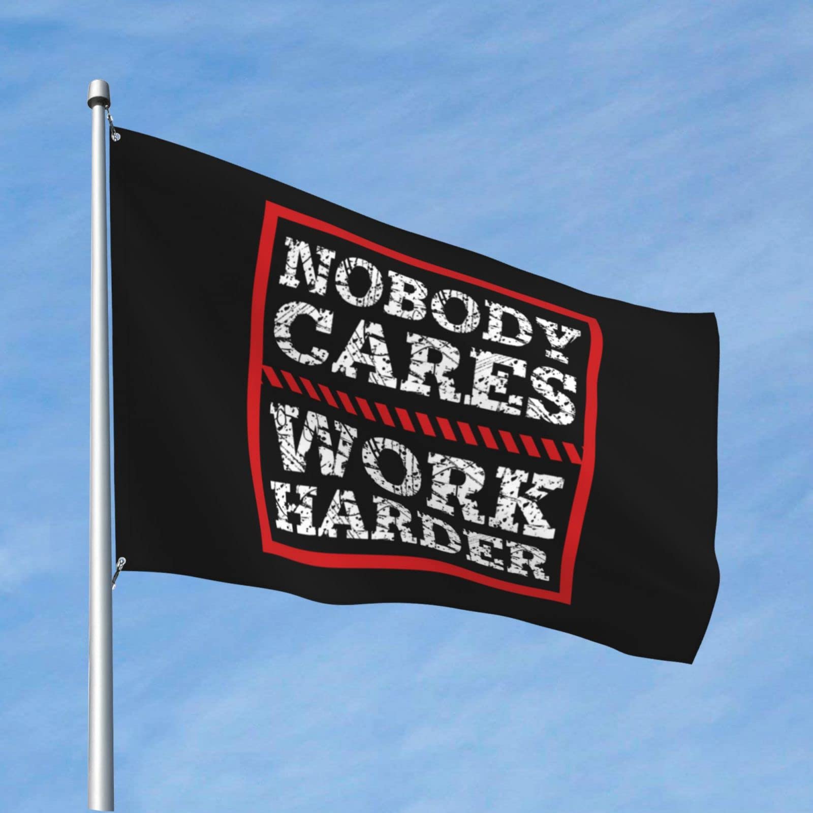Drapeau Nobody Cares Work Harder 152 x 244 cm avec lettrage contrasté pour homme