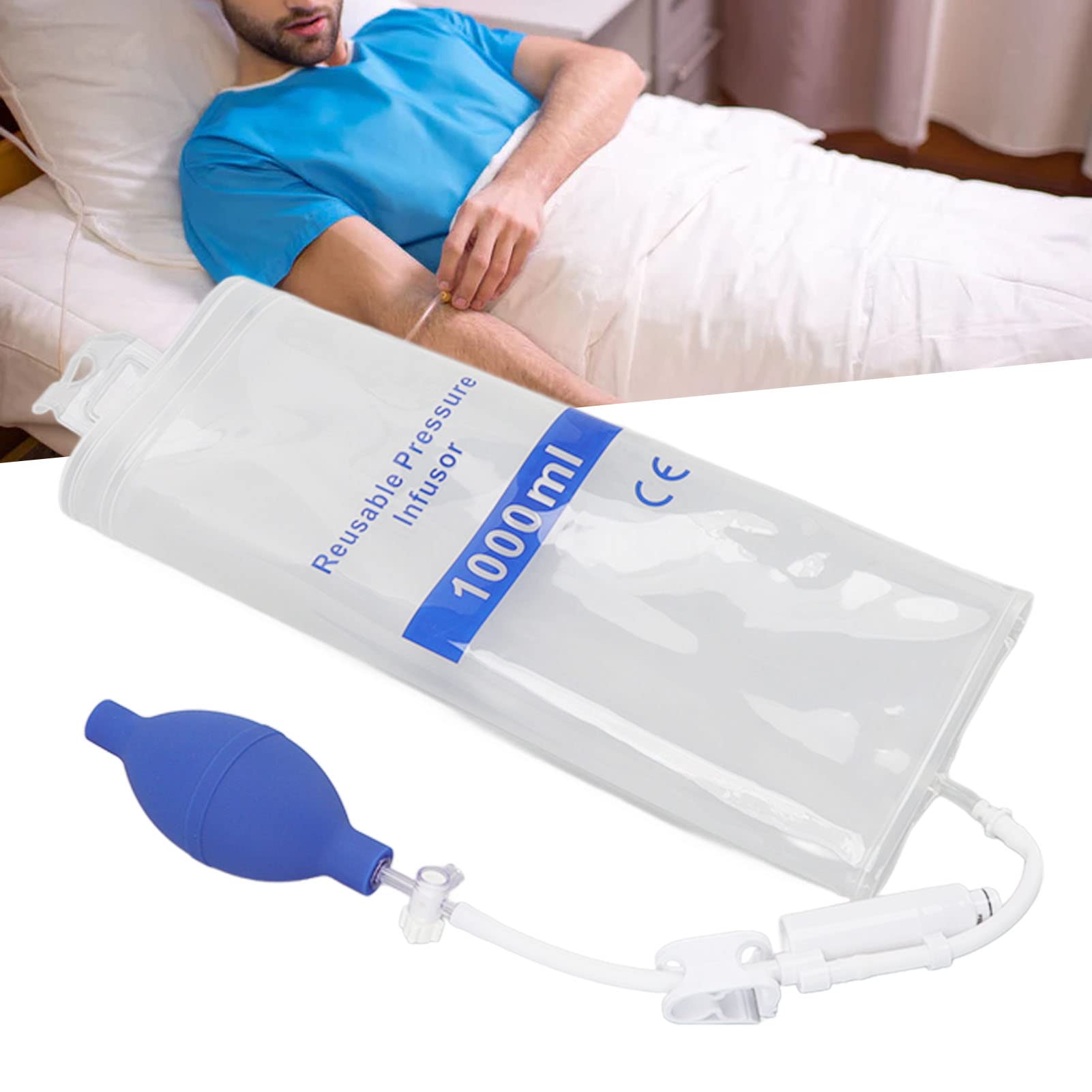 Druckinfusionsbeutel 1000 Ml für Blut- und Flüssigkeitsschnellinfusion, 1000 Ml Druckinfusionsbeutel für Blut- und Flüssigkeitsschnellinfusion mit Druckanzeigesäule für Krankenhausnotfälle