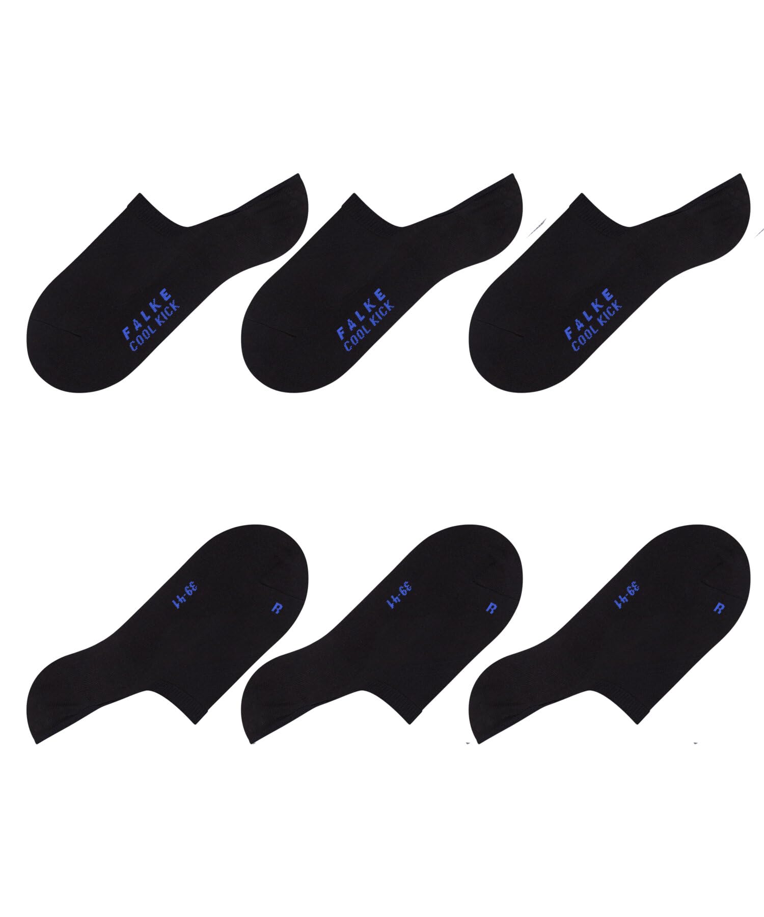 FALKE Uniseks Stopki Cool Kick Invisible Multipack U In Oddychający I Szybkoschnący niewidoczne jednokolorowe 3 Pak, Czarny Black 3000, 44-45