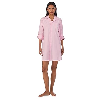 Lauren Ralph Lauren Long Sleeve Roll Tab His Shirt Sleepshirt Women