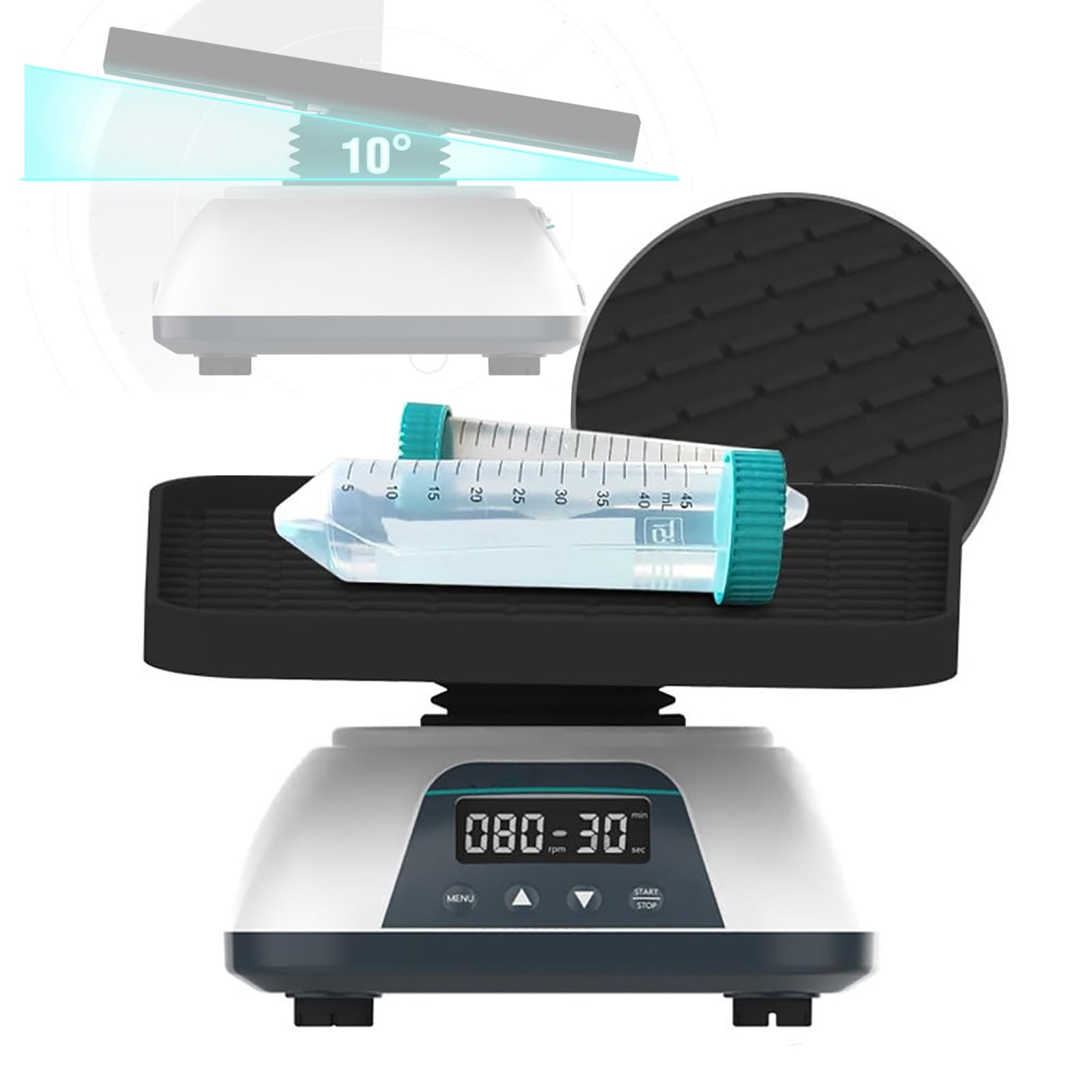 Agitador De Laboratorio, Mezclador Giratorio De 360°, Velocidad Ajustable De 10 A 80 RPM, áNgulo De InclinacióN De 10°, Pantalla LCD, para Placas De Petri, Vasos De Precipitados, Matraces