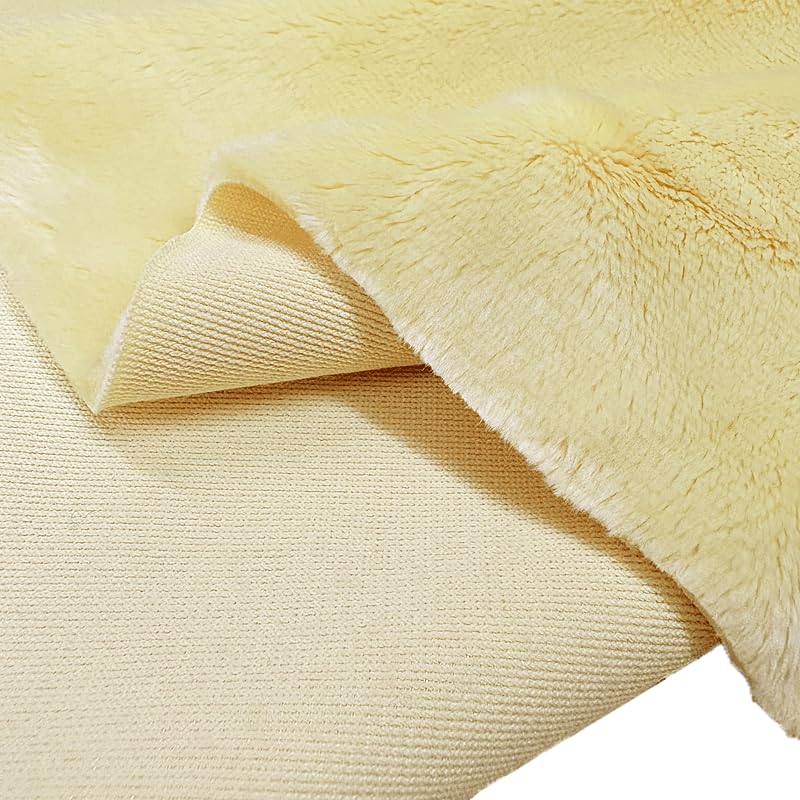 Amazon.co.jp: ボア 生地 起毛 170x50cm クリームイエロー 毛足約3mm 