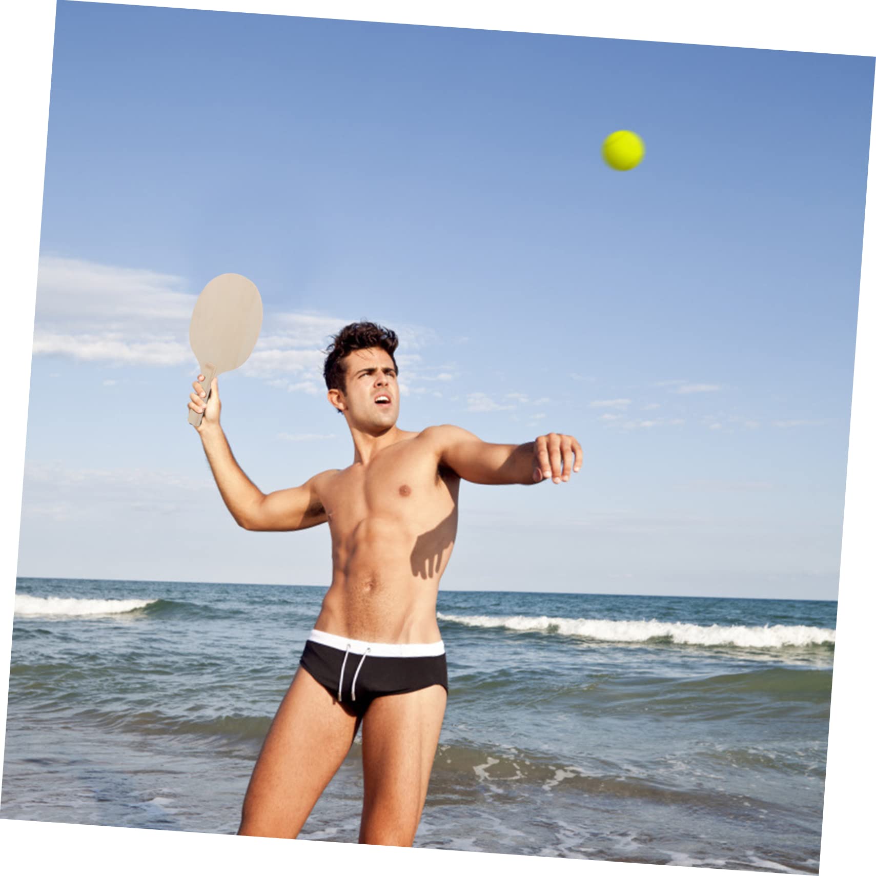 KOMBIUDA Set di Badminton Wood Paddles 4 Pezzi in Legno Marrone | Festa Estiva, Giochi Spiaggia, No Burr, Portatile, Leggero, Giochi Esterno