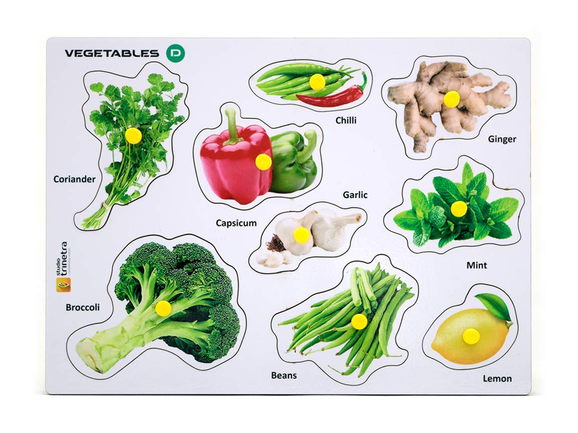 Studio Trinetra Educational Jigsaw Puzzle /Colorful Vegetable Puzzle/Learning Puzzle Board for Kids of 9 Set ( Vegetable)