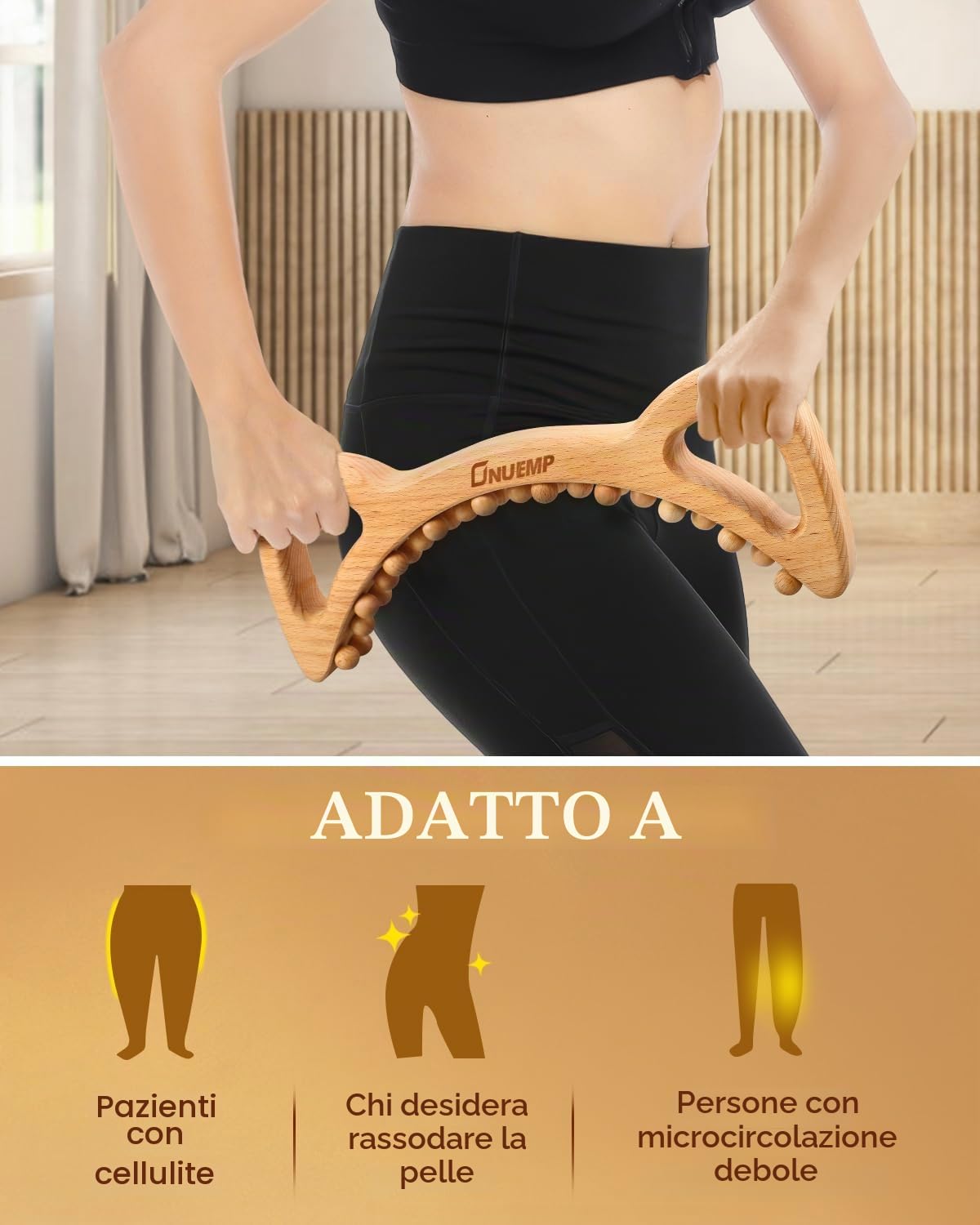 ONUEMP Strumenti per massaggi per terapia del legno, spazzola sottile per il corpo massaggiatore cellulite, kit per maderoterapia Colombiana per drenaggio linfatico, scolpire il corpo, rilascio
